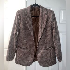 Nasty Gal Brown Houndstooth Blazer